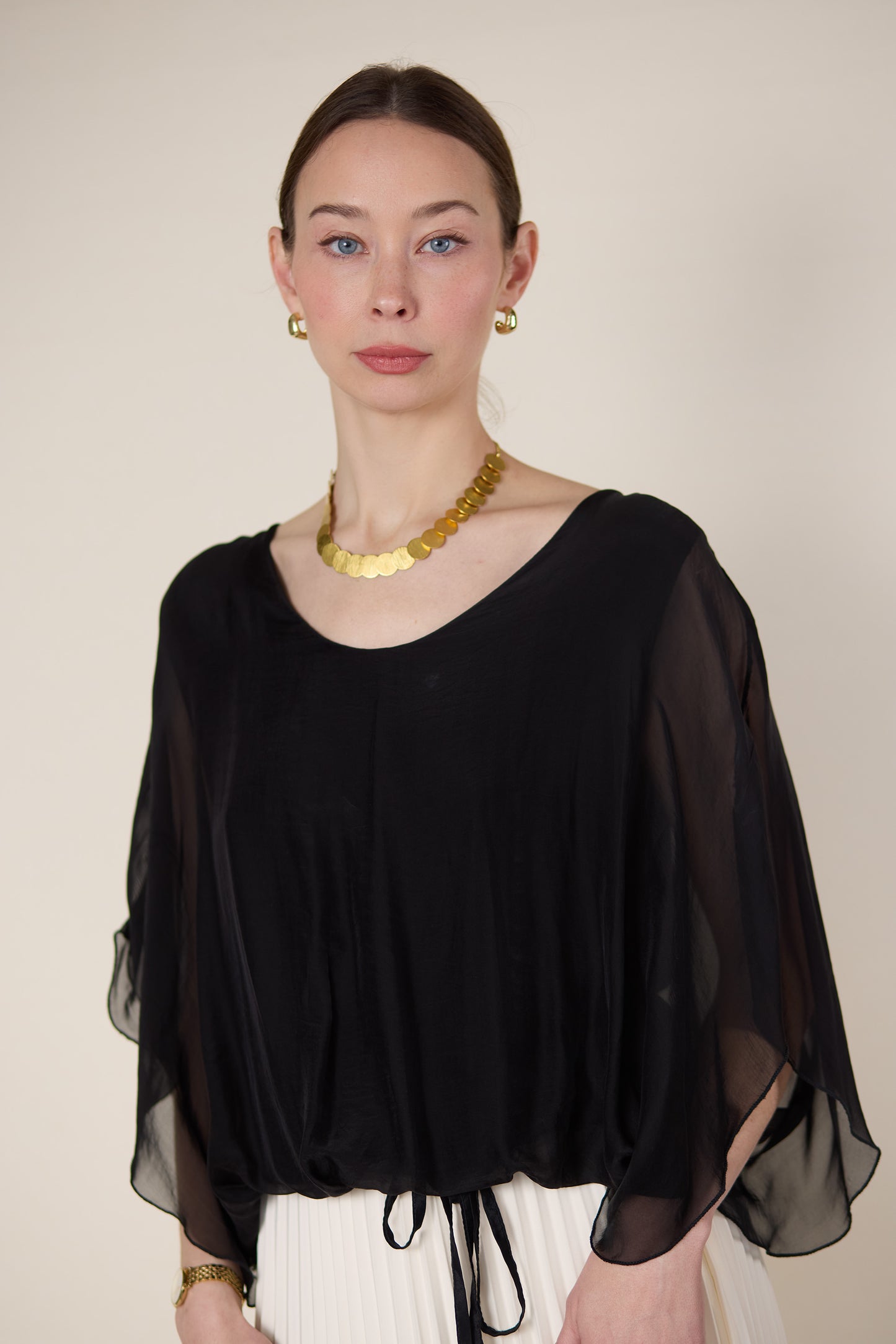 Made in Italy Black Chiffon Blouse