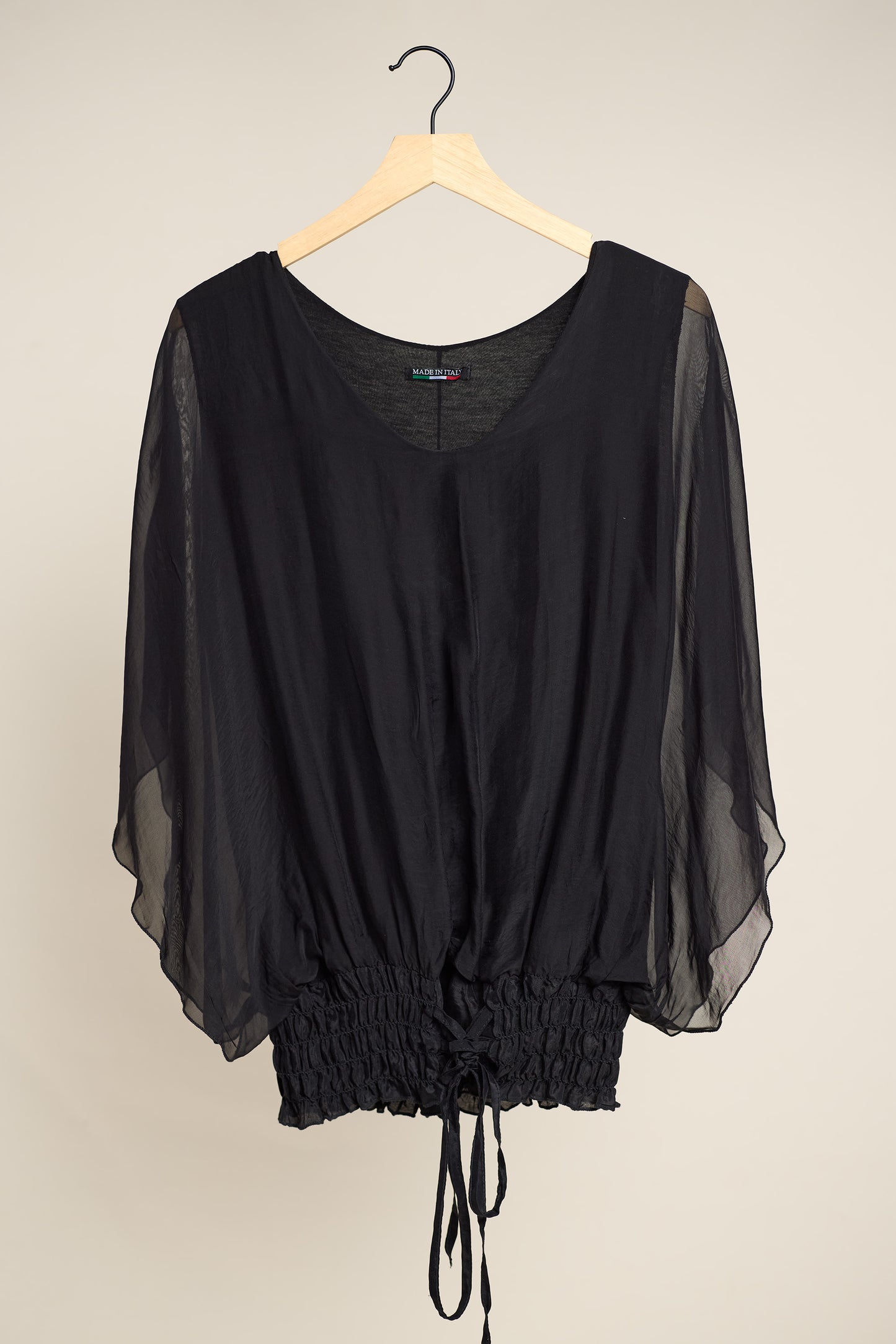 Made in Italy Black Chiffon Blouse