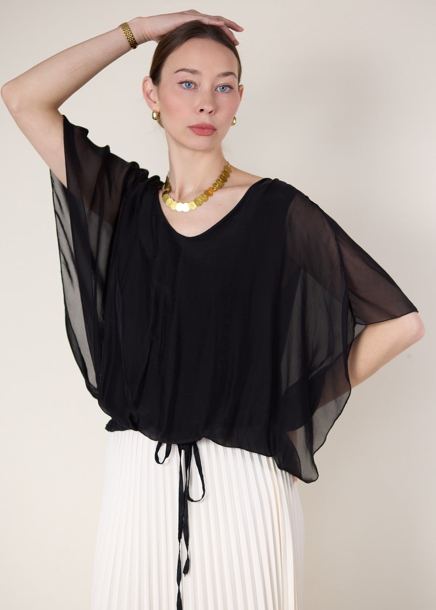 Made in Italy Black Chiffon Blouse
