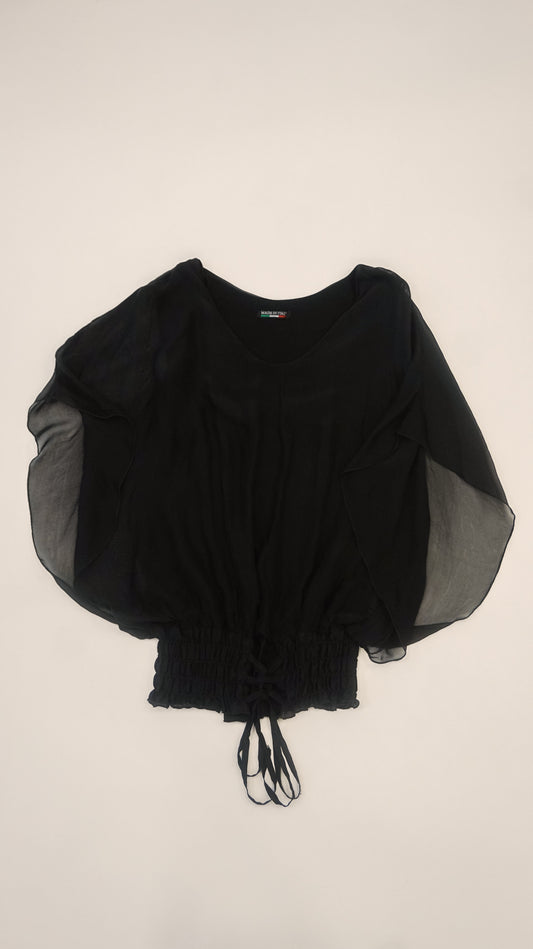 Made in Italy Black Chiffon Blouse